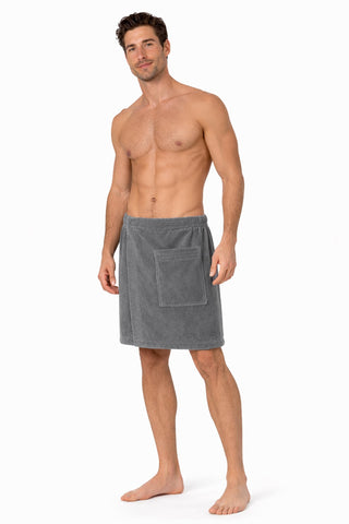 Turkish Linen gray body wrap pocket detail for essentials