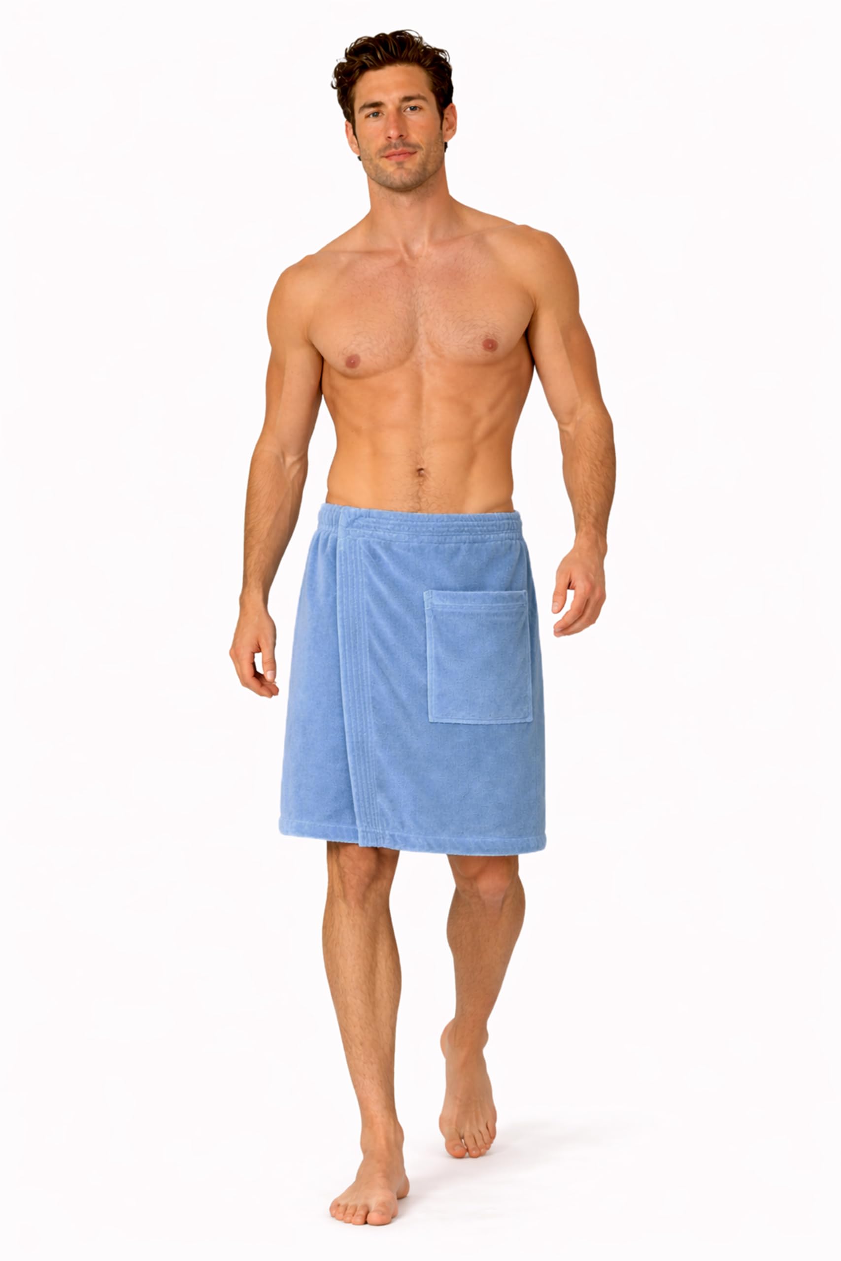 Turkish Linen body wrap front view with smooth terry velour and absorbent interior