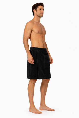 Turkish Linen velour body wrap with adjustable closure for a customizable fit.