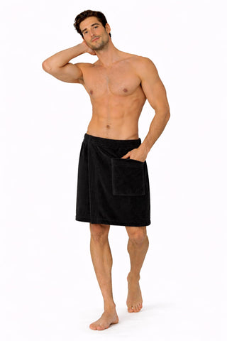 Outside smooth velour finish of Turkish Linen body wrap for easy wear.
