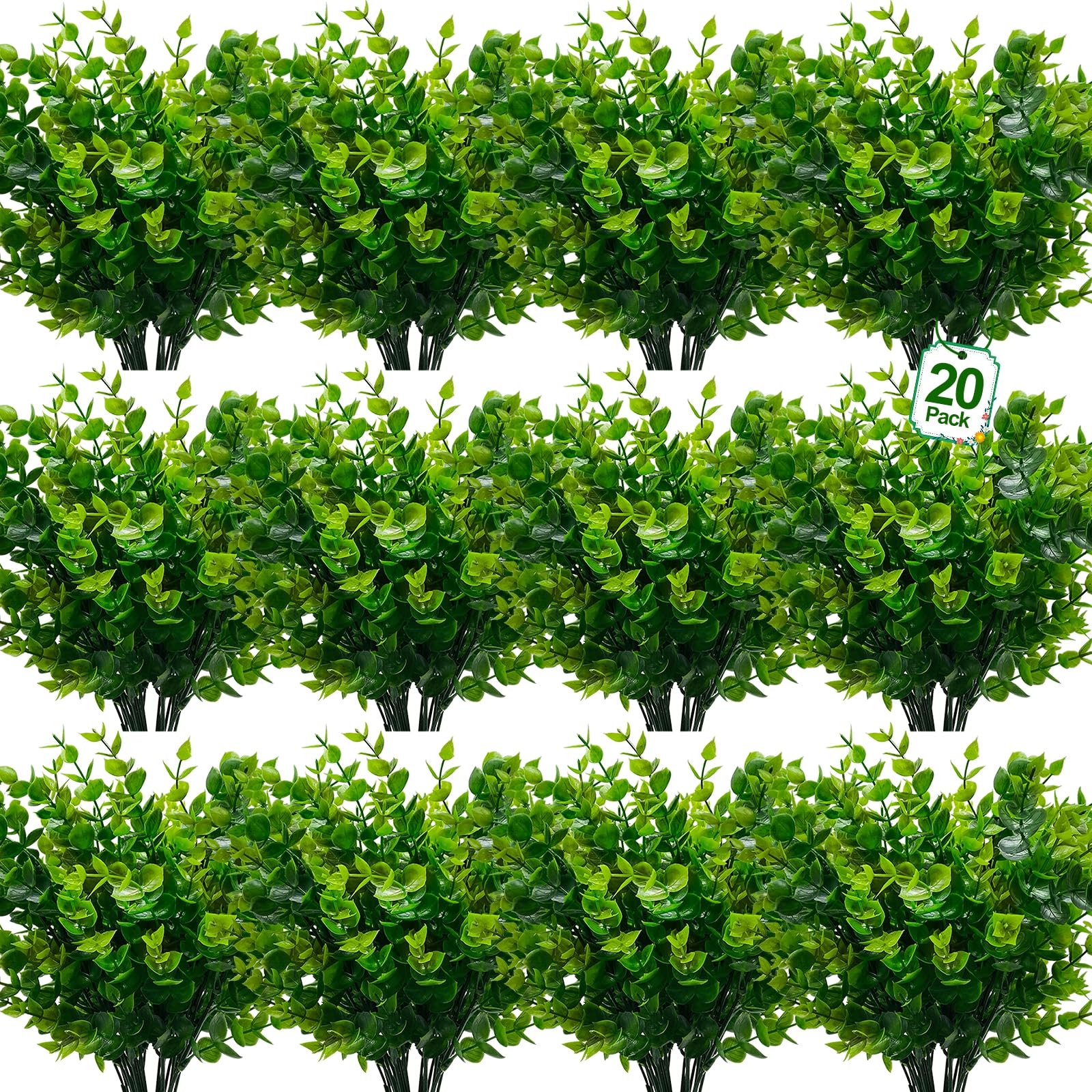 TURNMEON 20 bundles artificial greenery for outdoor spaces with vibrant color year-round.