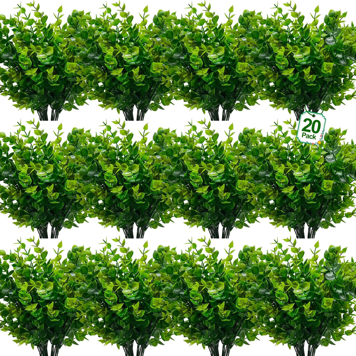 TURNMEON 20 bundles artificial greenery for outdoor spaces with vibrant color year-round.