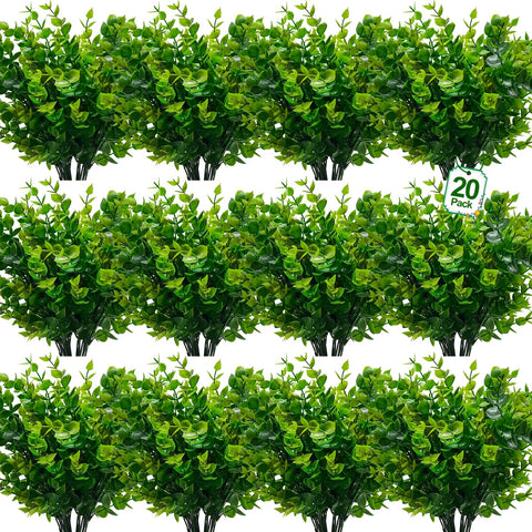 TURNMEON 20 bundles artificial greenery for outdoor spaces with vibrant color year-round.