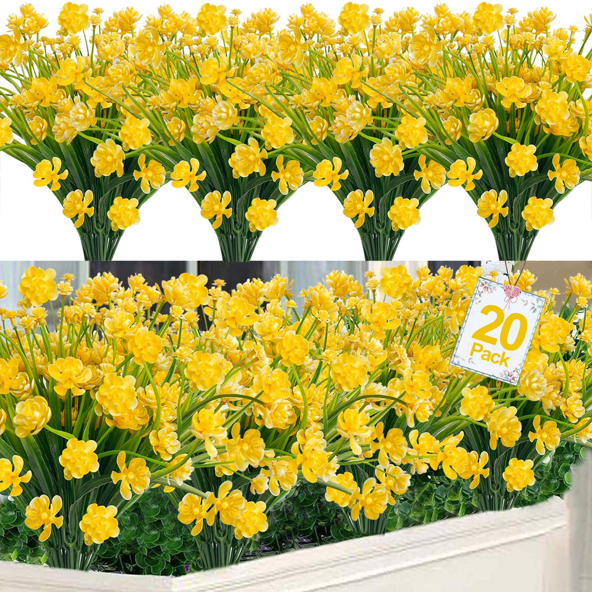 TURNMEON 20 bundles yellow camellias for outdoor decor with lasting color.