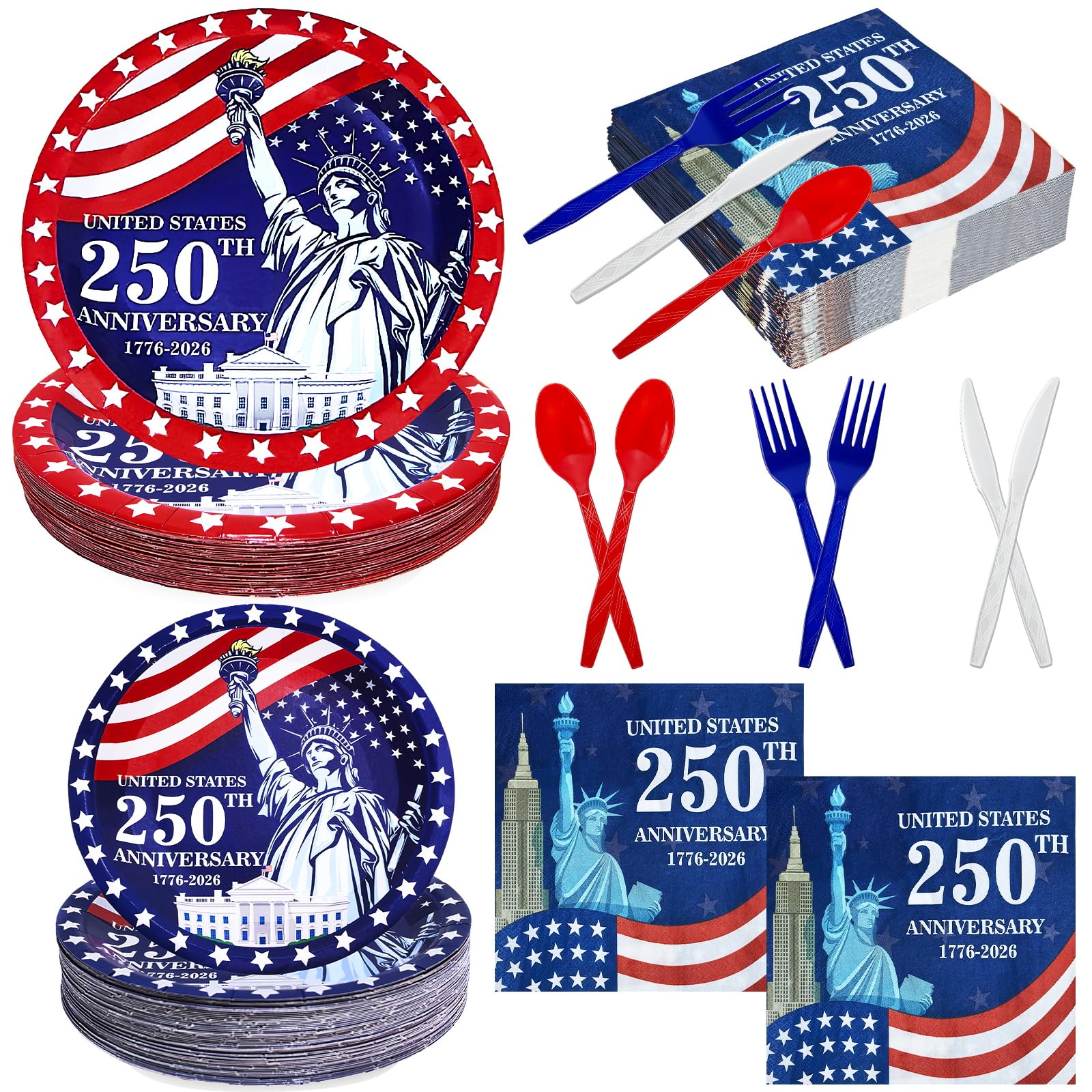 TURNMEON flag dinner plates provide durable, disposable serving for patriotic celebrations.