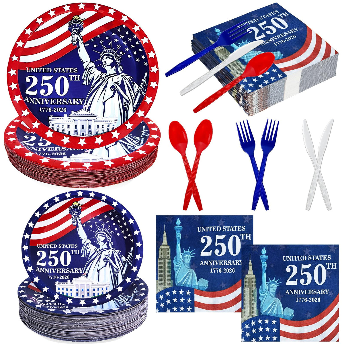 TURNMEON flag dinner plates provide durable, disposable serving for patriotic celebrations.