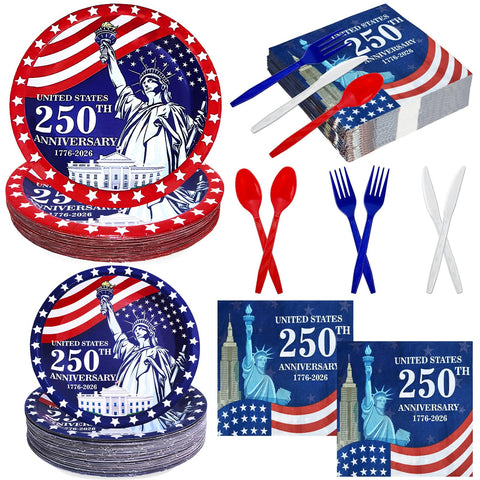 TURNMEON flag dinner plates provide durable, disposable serving for patriotic celebrations.