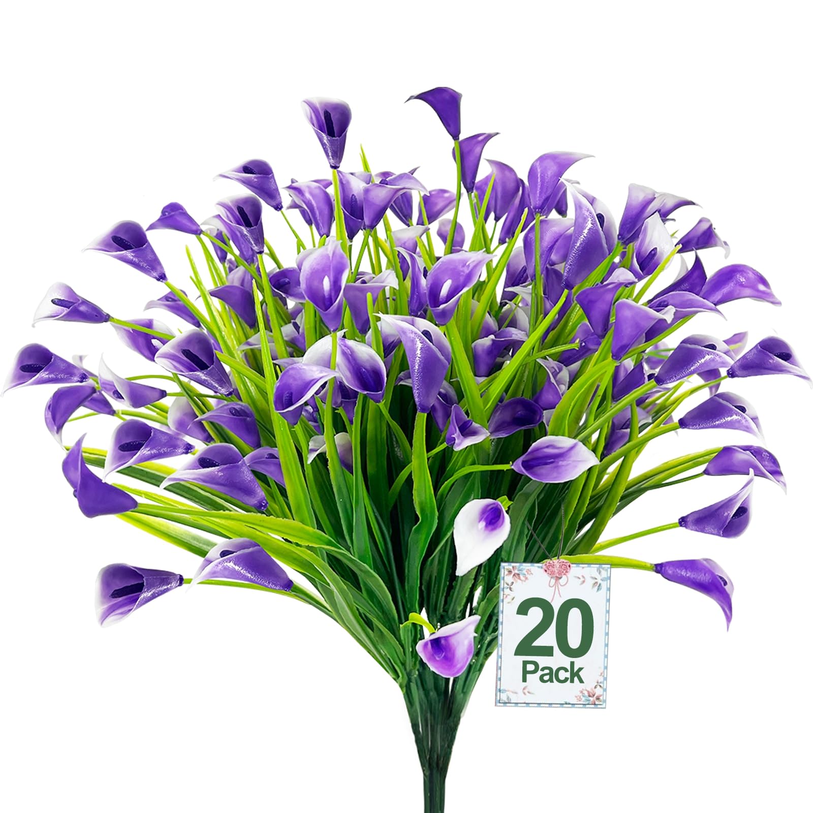 TURNMEON Calla Lily 20-bundle pack offers vibrant maintenance-free greenery.