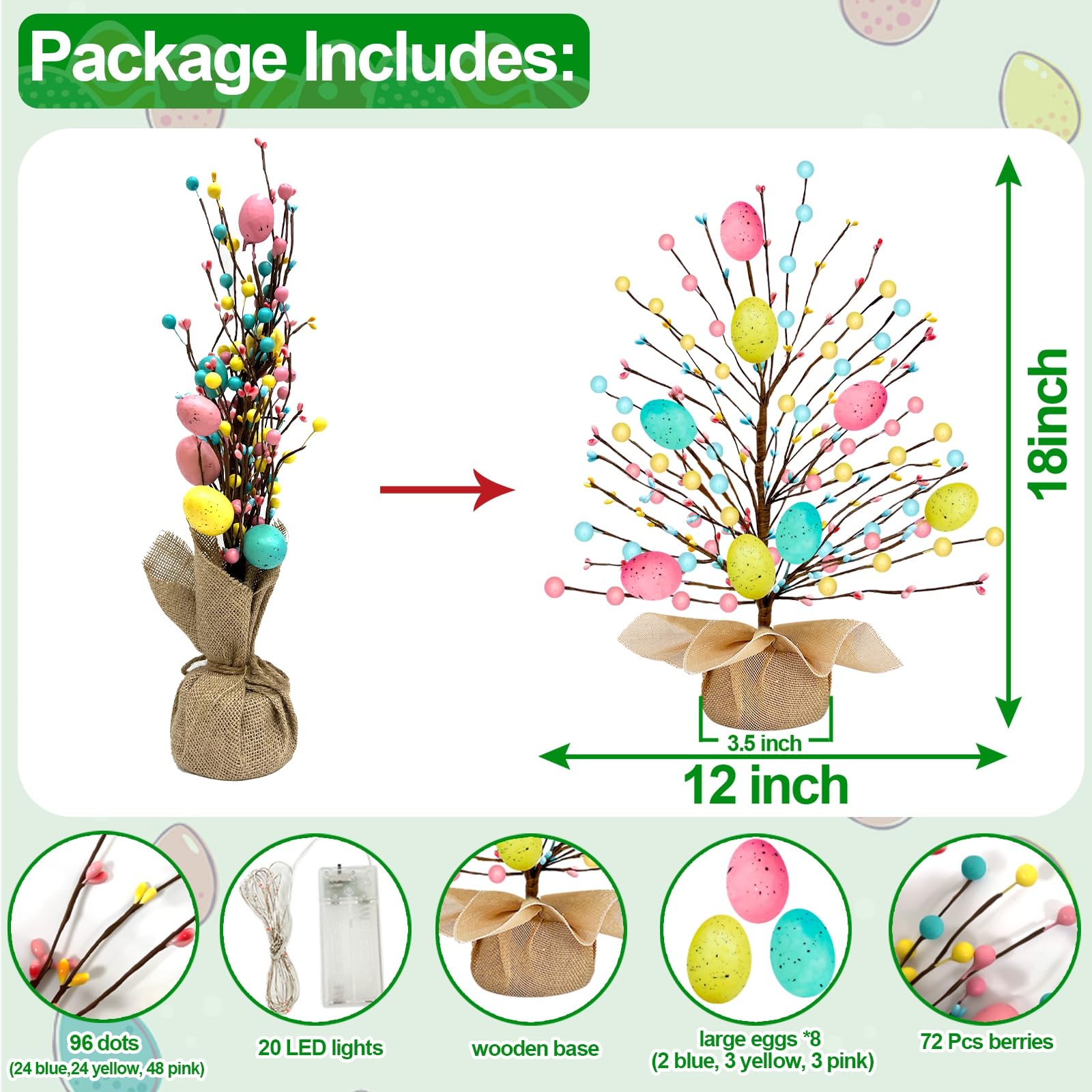 TURNMEON Colorful Easter eggs on the tree brightening celebrations