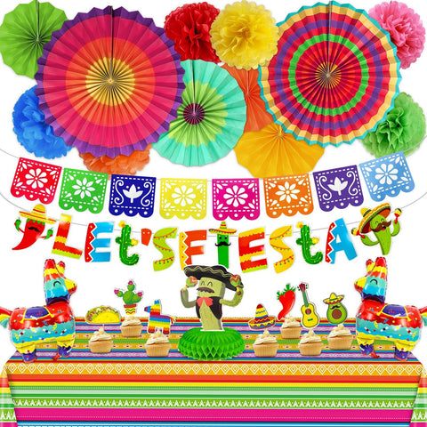 TURNMEON Fiesta banner letters brighten the party space and welcome guests.