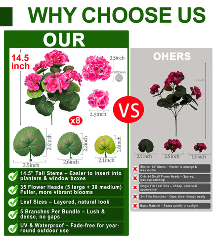 TURNMEON geraniums full-view bouquet ideal for porch and garden accents