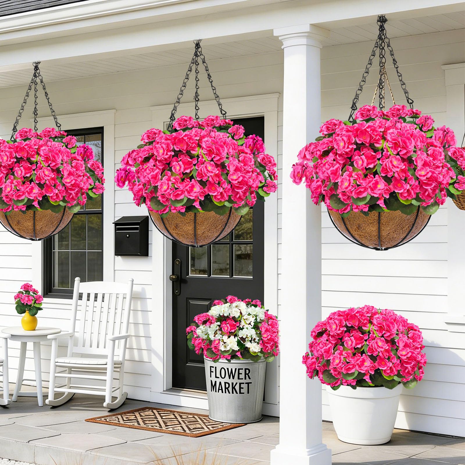 TURNMEON geraniums waterproof design withstands rain for porch or patio use