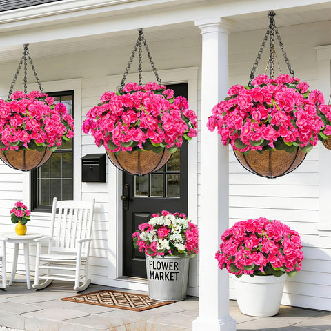 TURNMEON geraniums waterproof design withstands rain for porch or patio use