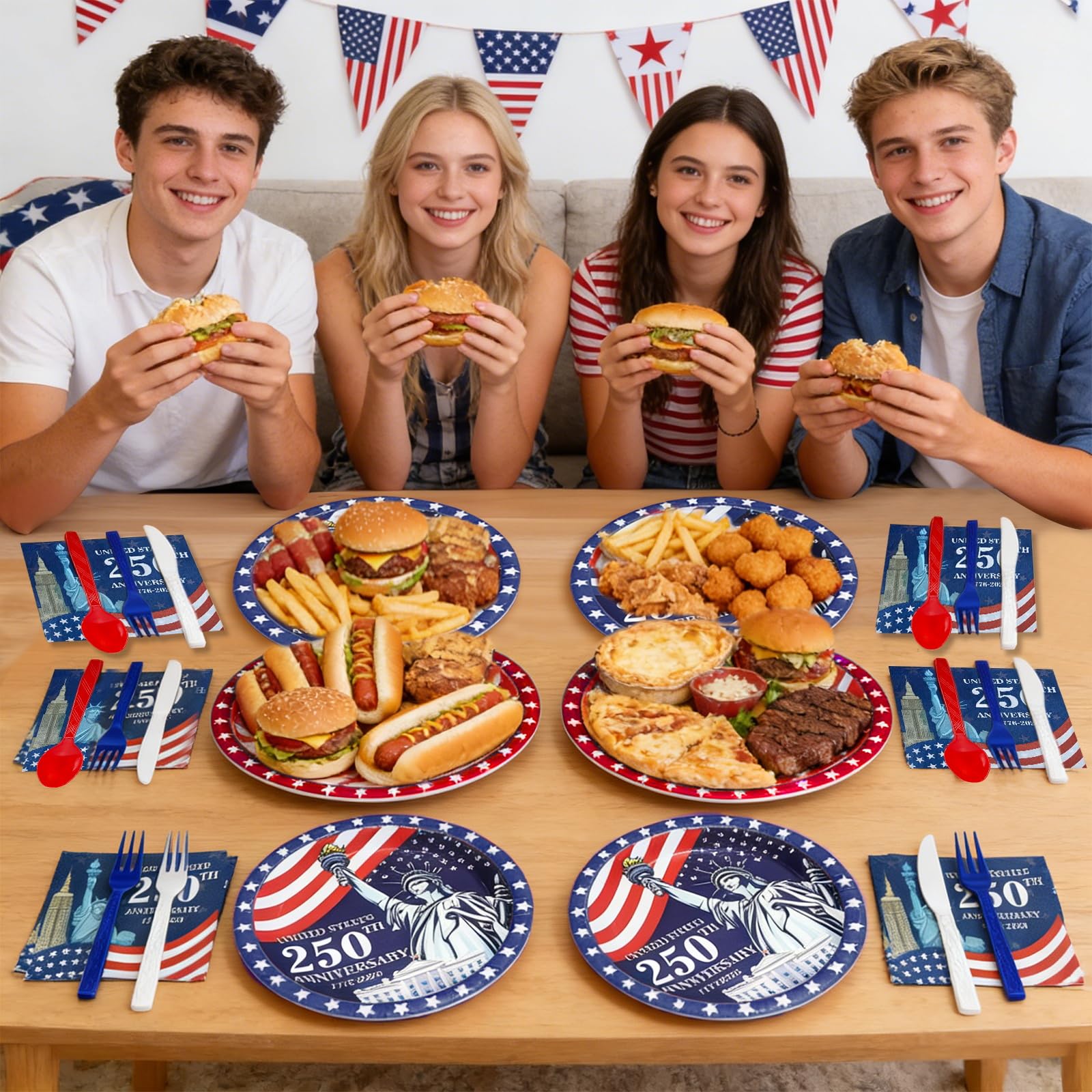 TURNMEON napkins provide convenient handling and patriotic accents for gatherings.
