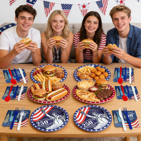 TURNMEON napkins provide convenient handling and patriotic accents for gatherings.