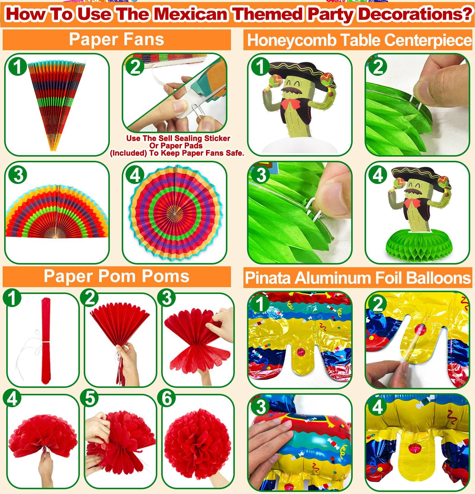 TURNMEON papel picado banner adds colorful cultural flair to the fiesta.