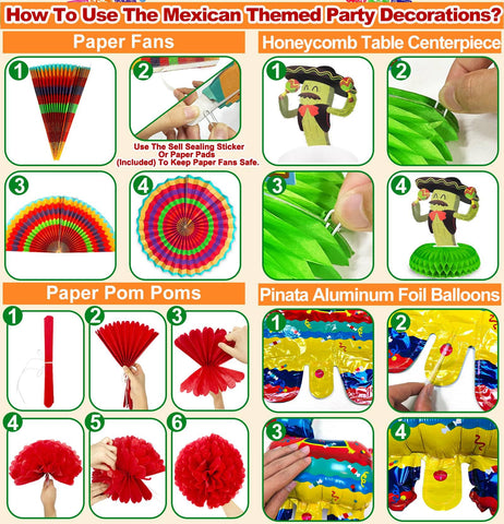 TURNMEON papel picado banner adds colorful cultural flair to the fiesta.