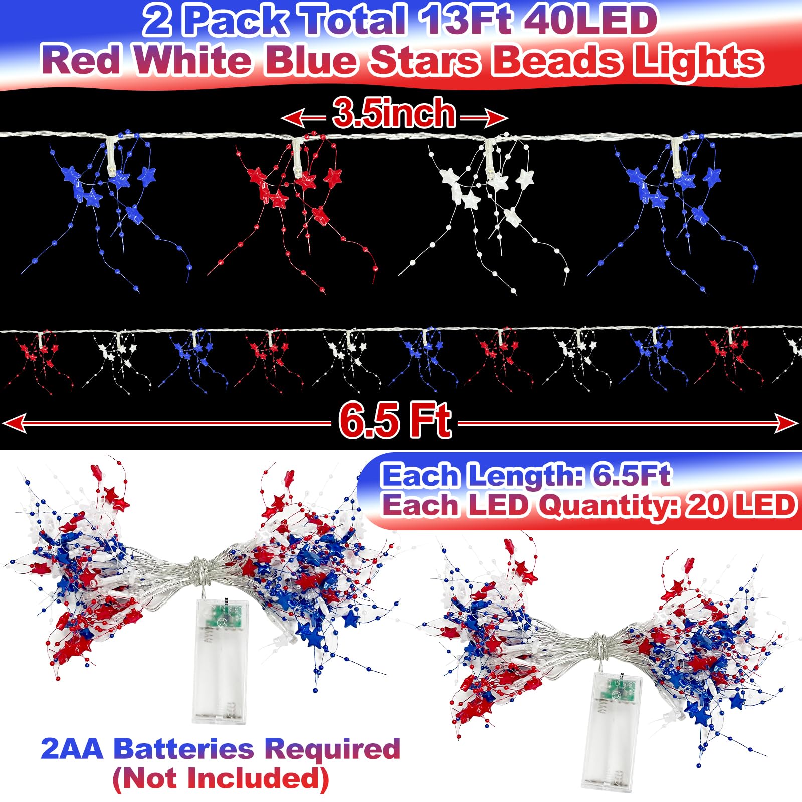 TURNMEON patriotic red white blue lights add subtle indoor ambiance