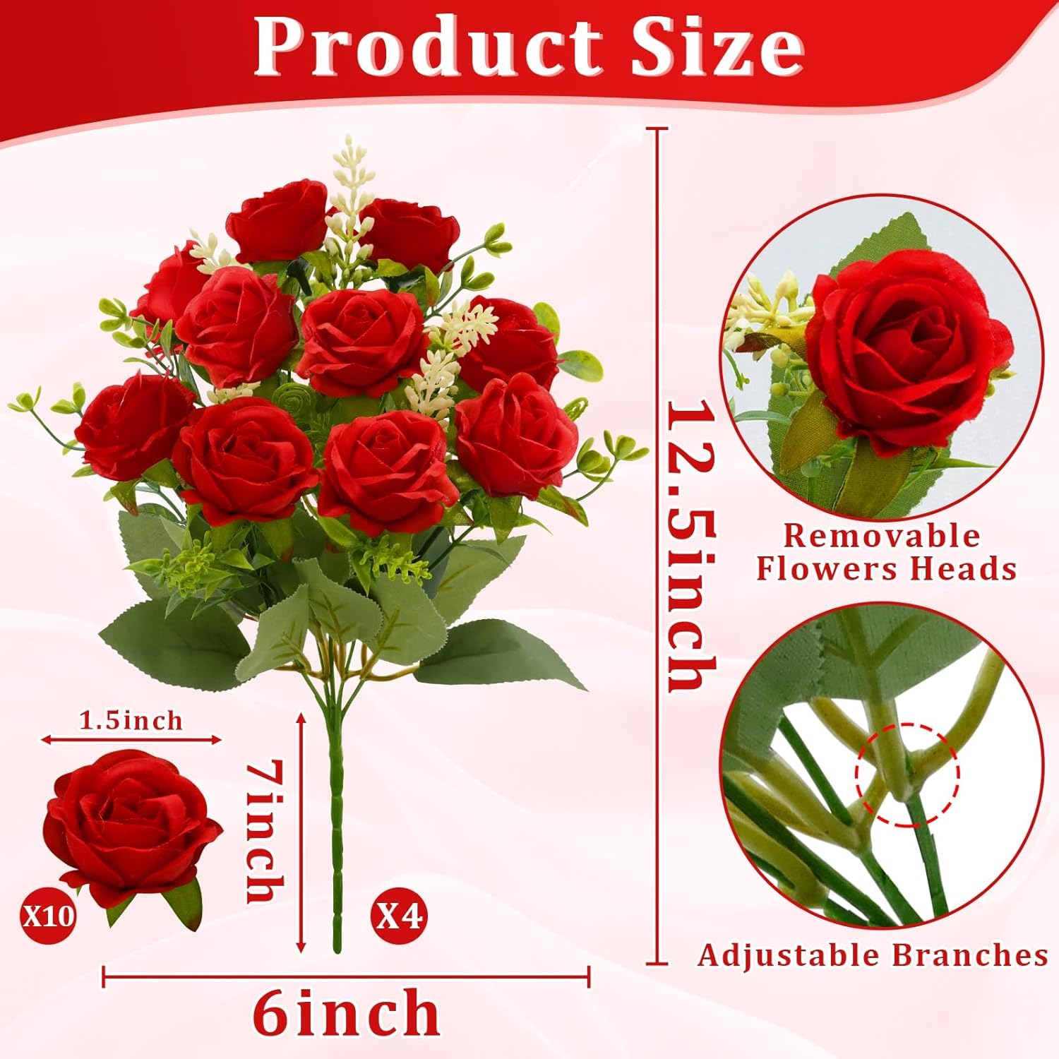TURNMEON silk roses with lush leaves in a garden scene for outdoor display.