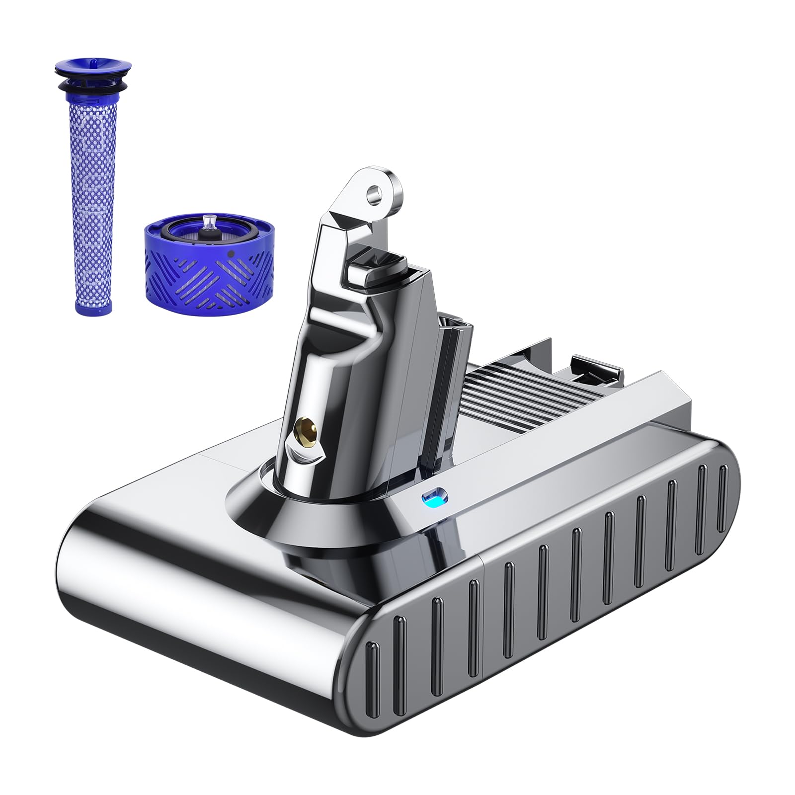 Turpow Dyson V6 battery with visual charging display for easy monitoring.
