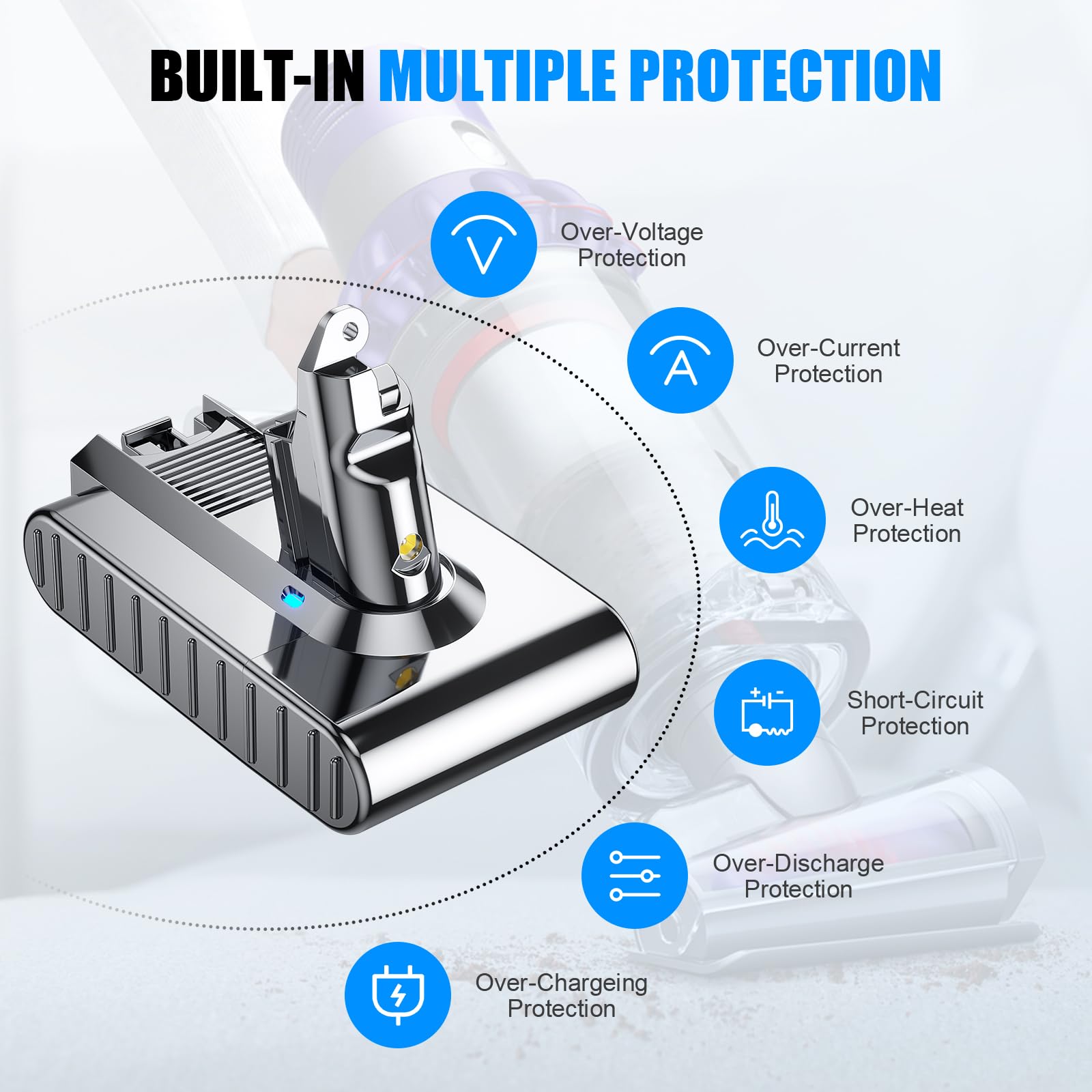 Turpow V6 battery may warm briefly; allow cooling before charging.