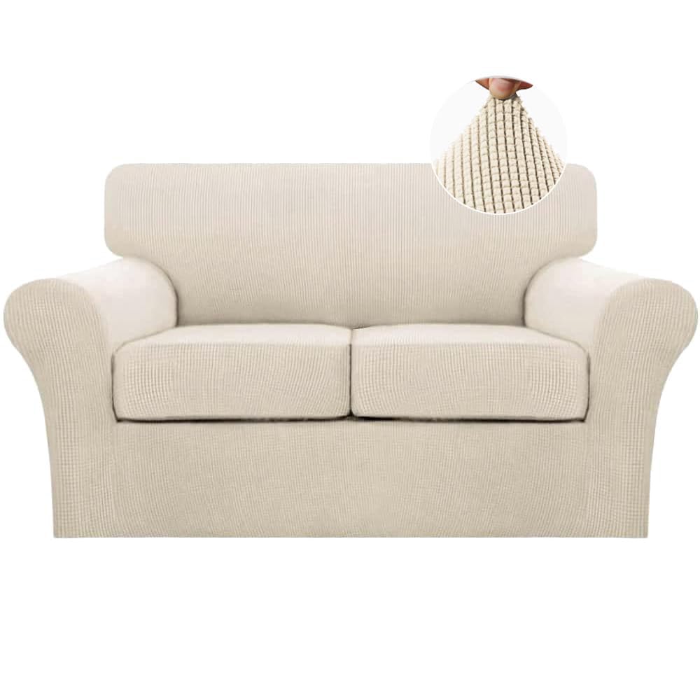 Turquoize 3 Piece Slipcover base cover on biscotti beige loveseat for a clean look