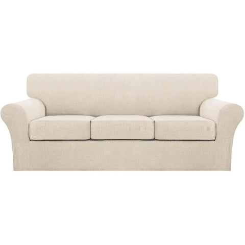Turquoize base cover for 3-cushion sofa offers a clean, tailored look.