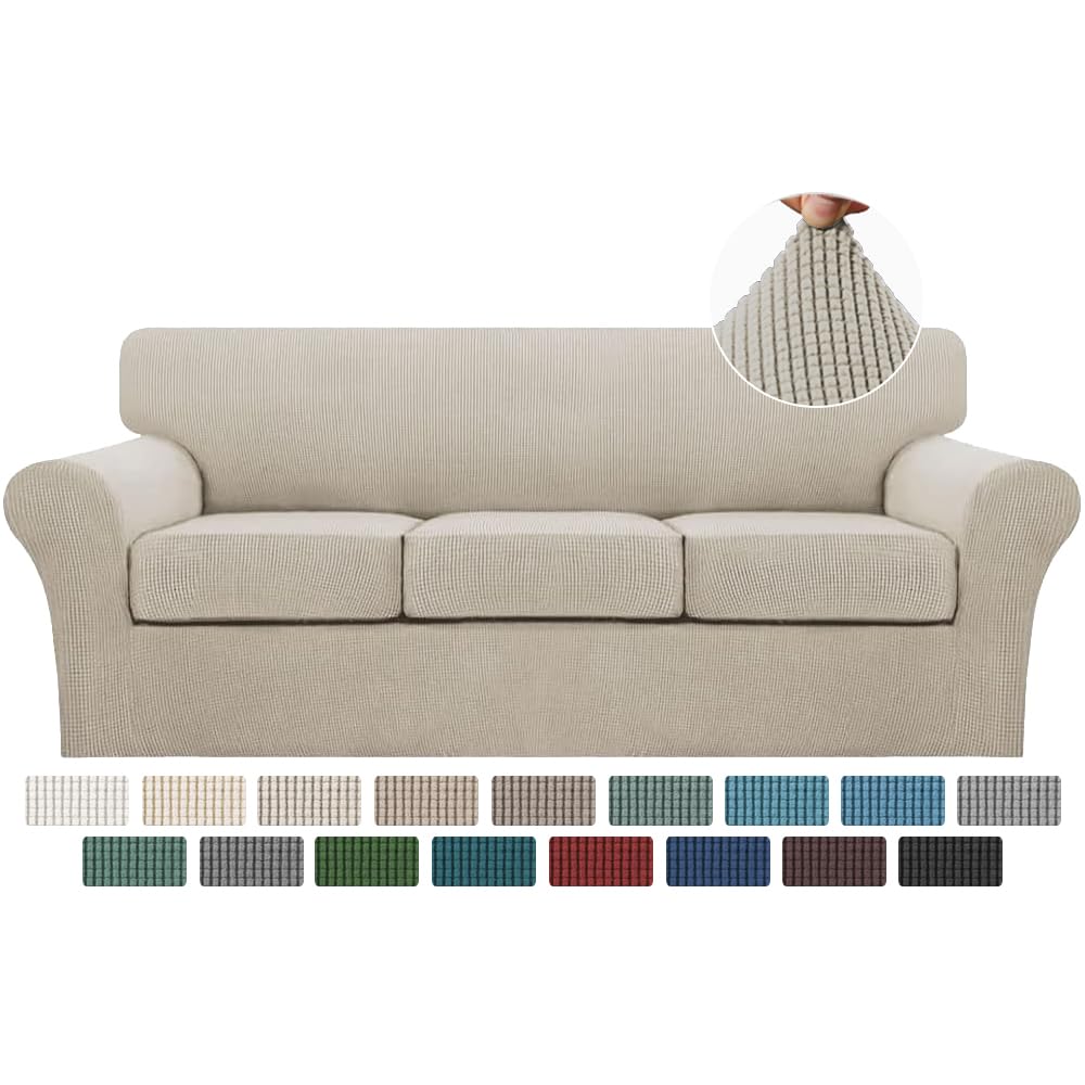 Turquoize base cover demonstrates a snug universal fit for 3-cushion sofas.