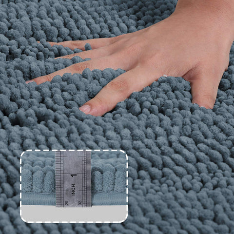 Turquoize bathroom rug featuring non-slip backing for safer placement on floors.