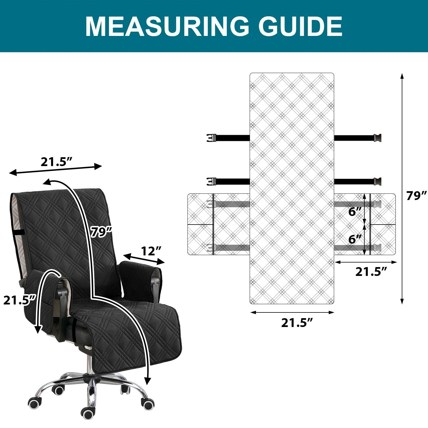 Turquoize anti-slip buckle feature keeps cover in place during work.