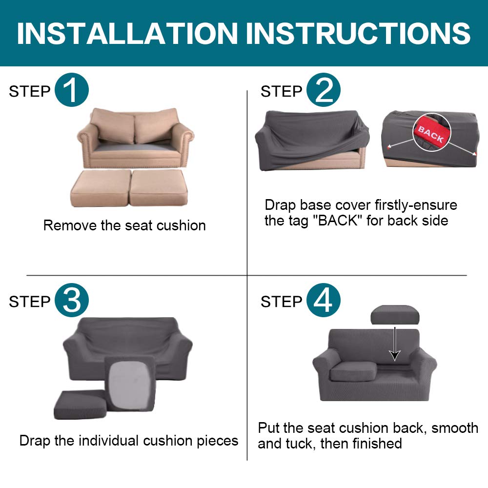 Turquoize machine-washable slipcover in gray highlights convenient care.