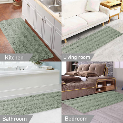 Turquoize non-slip backing reduces shifting on clean dry floors.