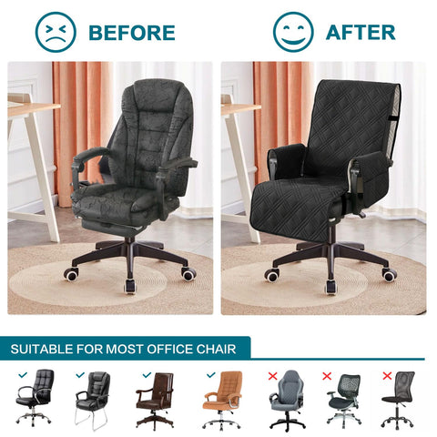 Turquoize slipcover in a home office setting for daily use protection.
