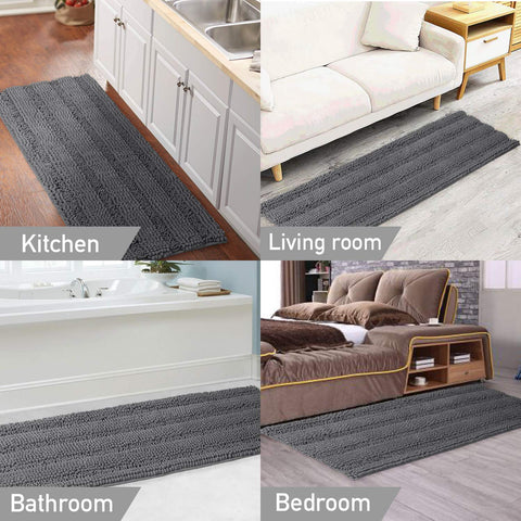Turquoize bath rug placed tub-side for safe, comfortable stepping.