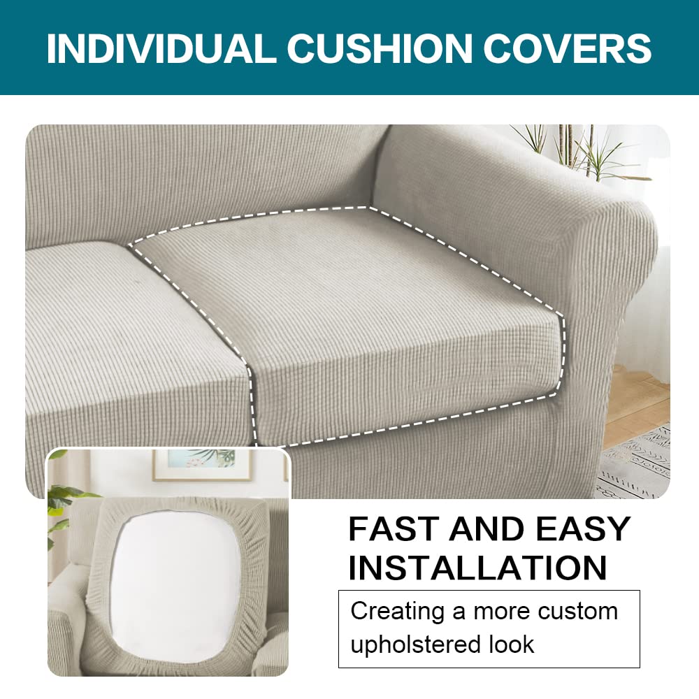 Turquoize slipcover wrinkle-free design helps keep edges smooth.