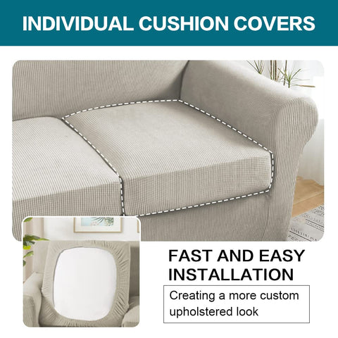 Turquoize slipcover wrinkle-free design helps keep edges smooth.