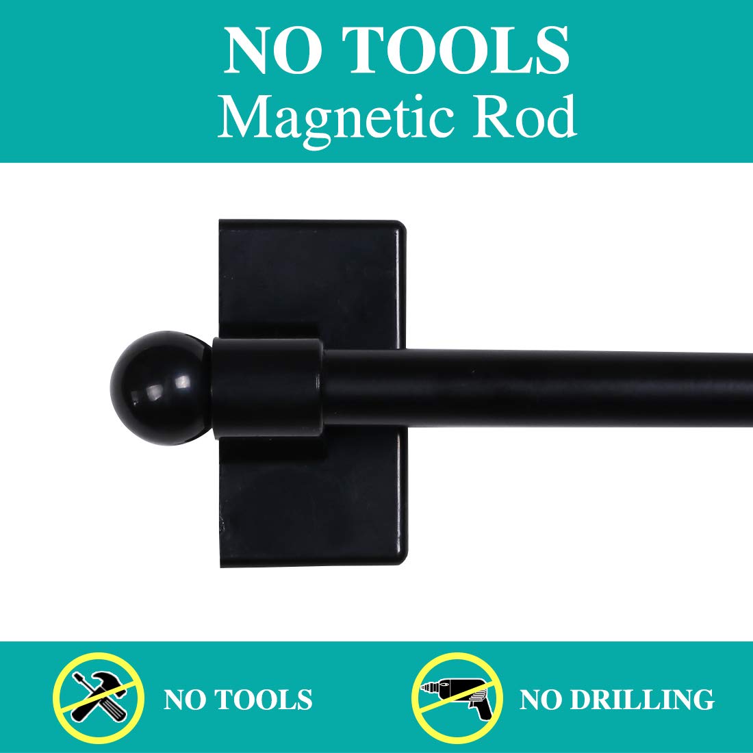Aluminum 1/2 inch diameter Turquoize rod in black finish enabling tool-free setup.