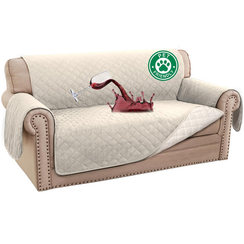 Turquoize waterproof loveseat cover in ivory shields furniture from spills and accidents.