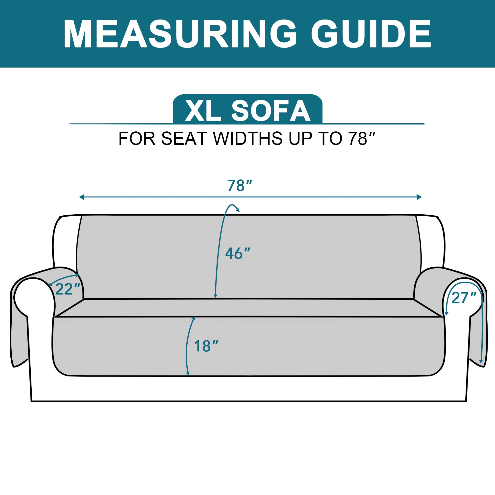 Turquoize XL 78-inch sofa cover fits large couches with a snug look