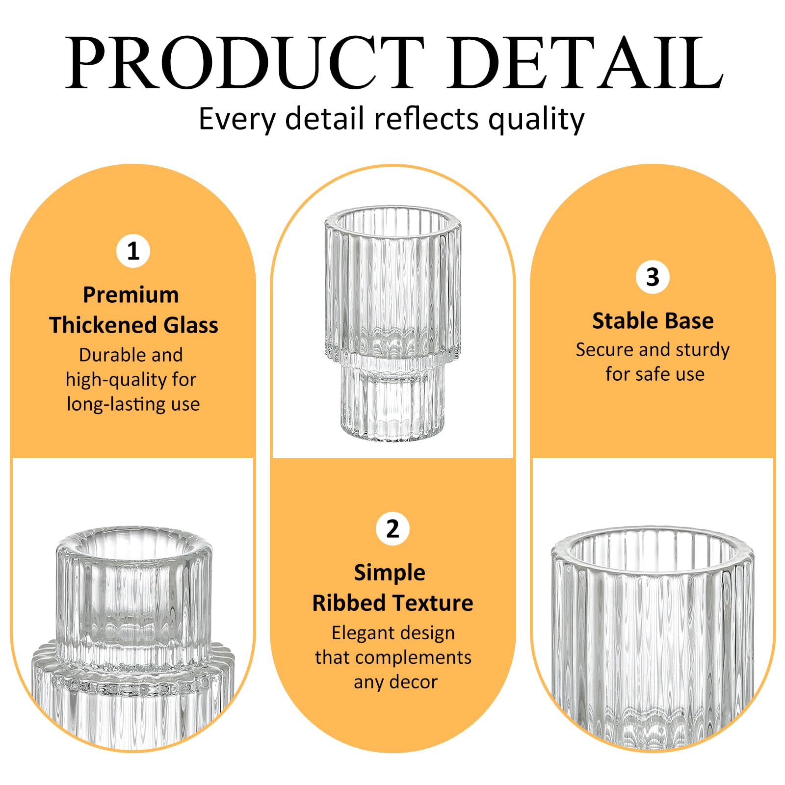 Turvono heavy-duty glass taper holder with weighted base for stability.