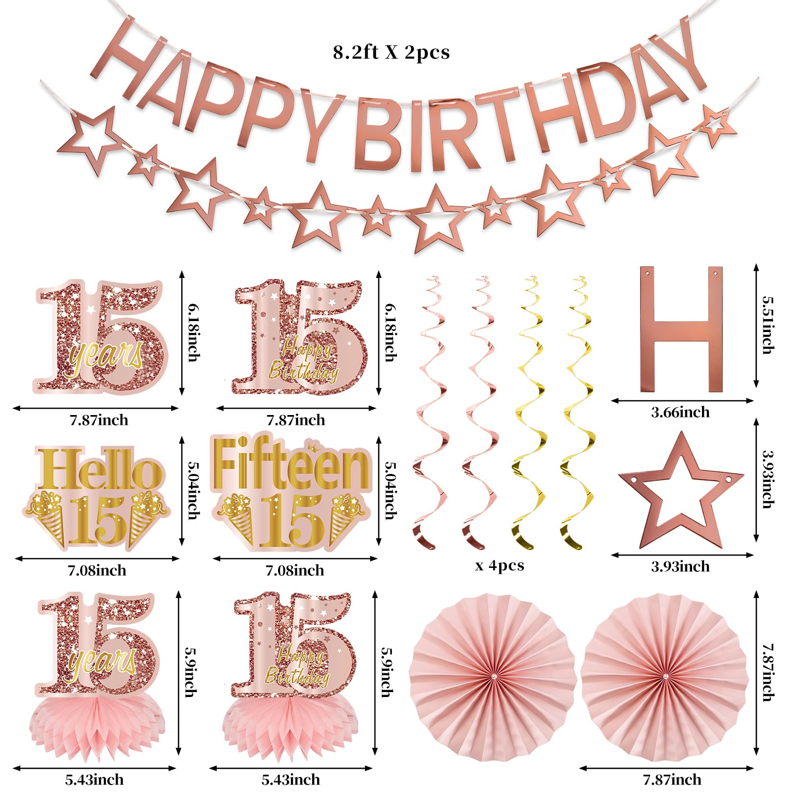 Turypaty rose-gold Happy Birthday banner enhances milestone photos.