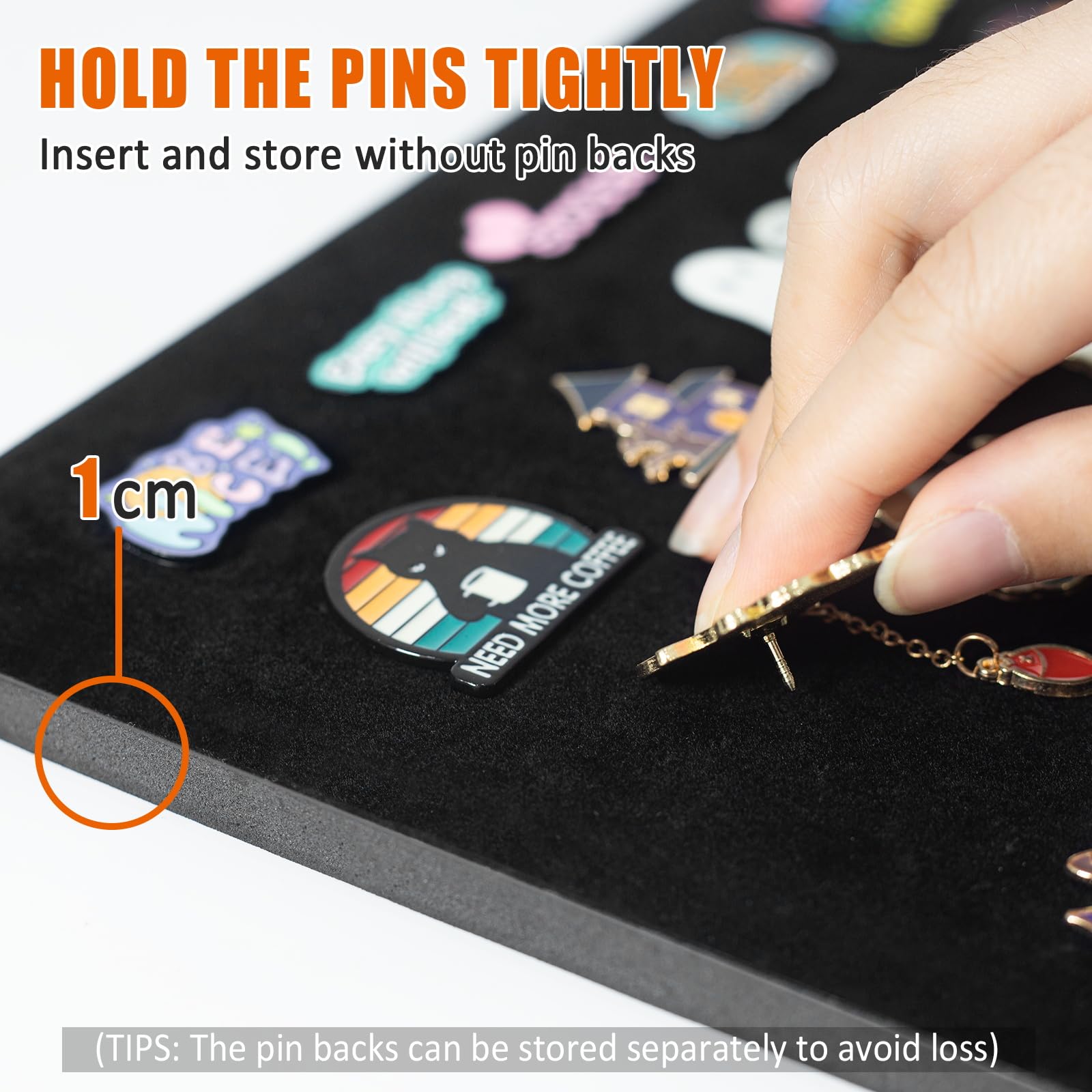 Tutata enamel pin frame wall-mount saves space while showcasing pins.