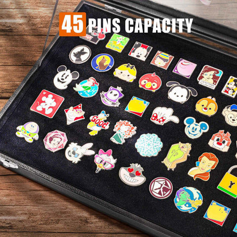 Tutata pin collection holder showing organized pins and dustproof protection