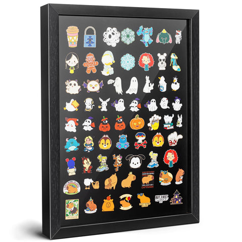 tutata pin display case front view in black for wall-mounted pin collection organizer.