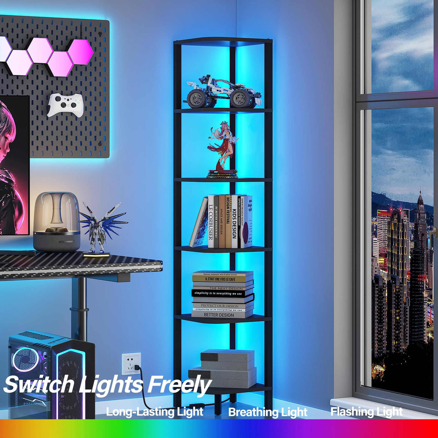 TUTOTAK 6-tier corner shelf showcasing compact storage in a corner