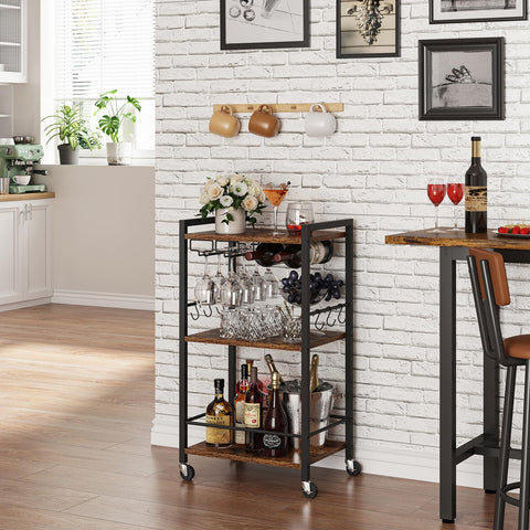 TUTOTAK Bar Cart three tier shelves organized for beverages and snacks
