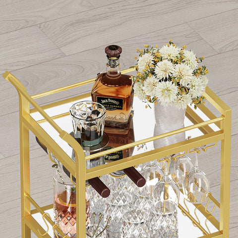 TUTOTAK bar cart 360-degree casters for effortless repositioning.
