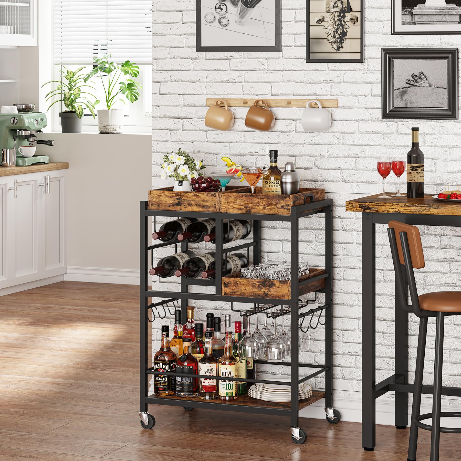 TUTOTAK bar cart anti-tip fence enhances stability during movement
