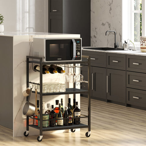 TUTOTAK bar cart rolling on brakes to ensure stability during use