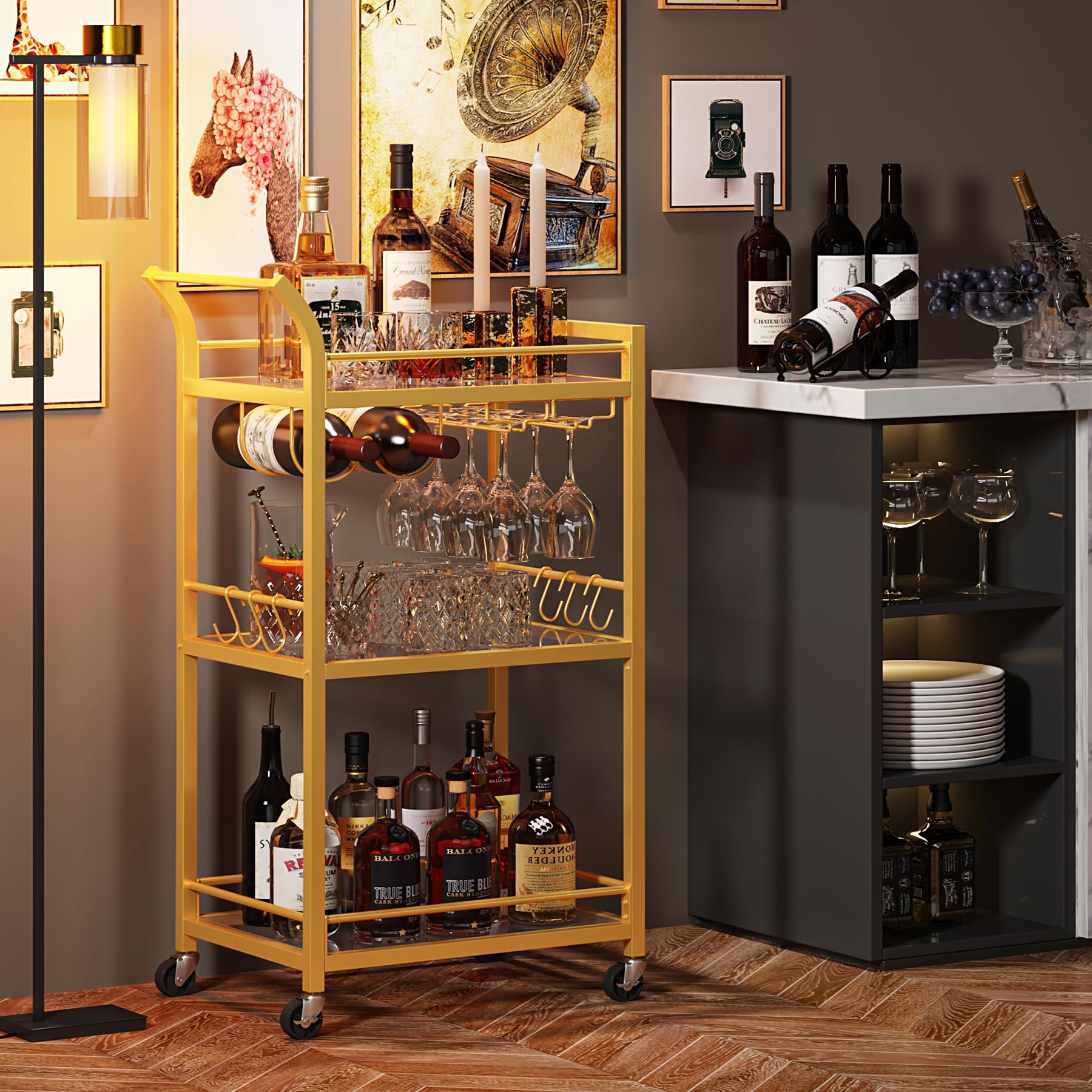 TUTOTAK bar cart suits living room, kitchen, or office setups.